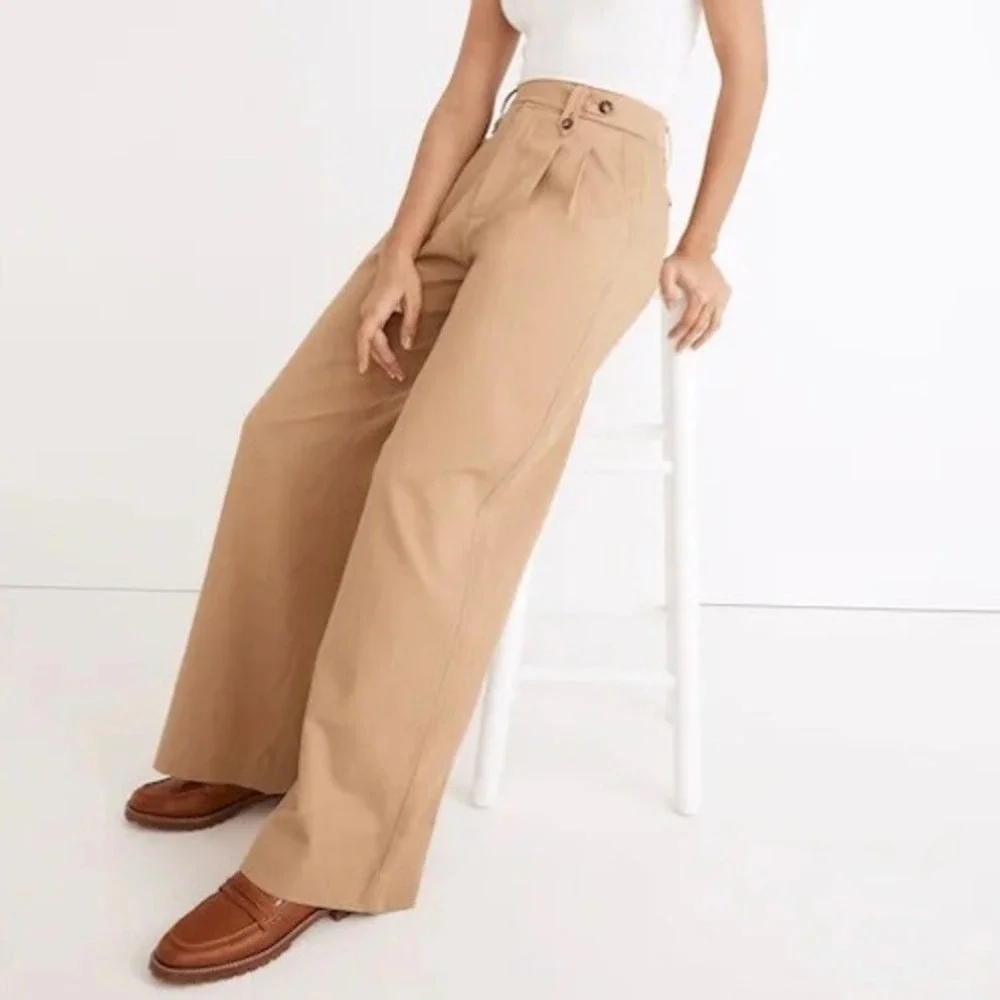 Madewell Women's Harlow Wide-Leg Pants in Khaki Size 6 - Picture 2 of 10